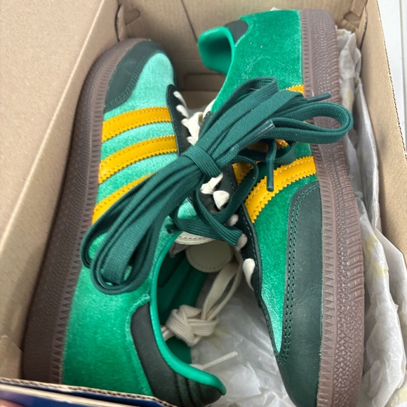 Adidas Samba OG Casual Sneaker Shoes Green Yellow Black JI2681 Women's Sz 7 - Picture 8 of 10